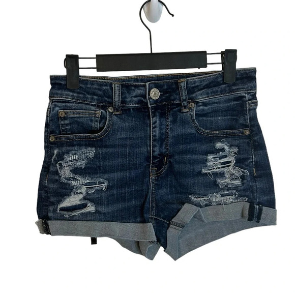 AMERICAN EAGLE WOMENS HI RISE DENIM SHORTS - Picture 1 of 4